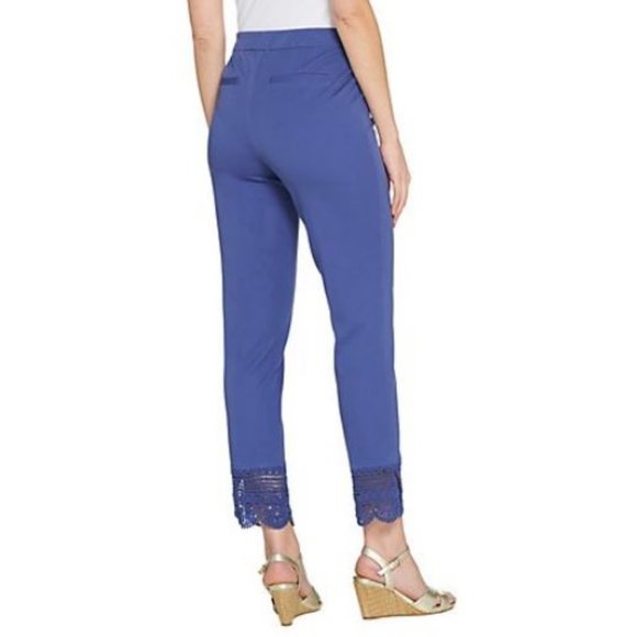Isaac Mizrahi Stretch Ankle Pants w/ Crochet Hem - Picture 2 of 3